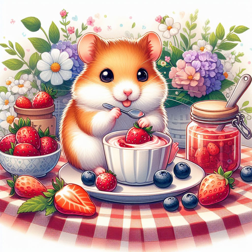 Hamsters Eat Strawberry Yogurt and Jam